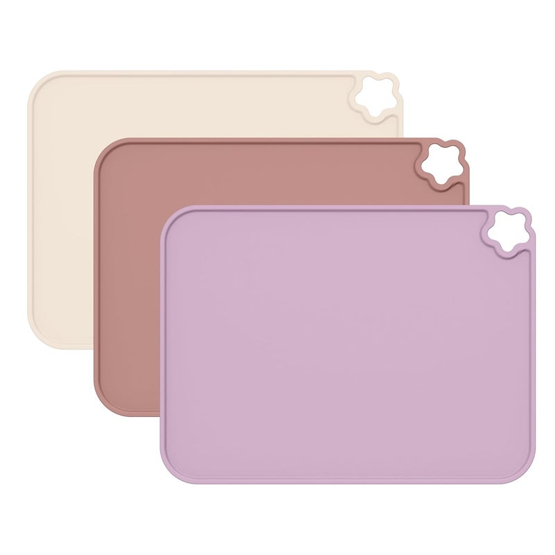 Cutebe Silicone Placemat for Toddles Kids Non-Slip Reusable Portable Kids Placemats for Dinning Table Heat Resistant Placemats, Baby Placemat Stain Resistant Silicone Mat for Dining Table 3 Pack - Image 1
